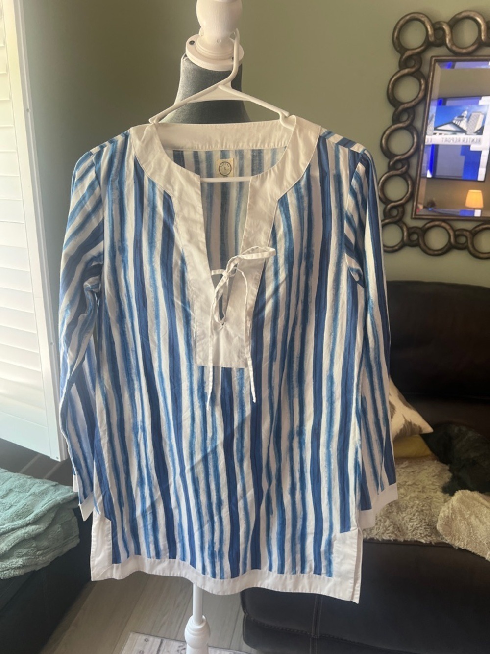 Mott50 Blue and White Striped Tunic Blouse